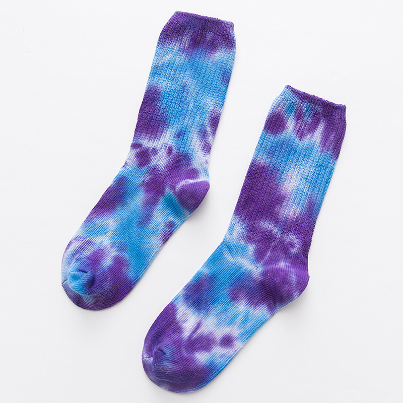 Tie Dye Crew Socks Cotton Couple Thick Line Skateboarding Personality Long Socks